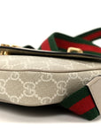 GG Supreme Monogram Textured Dollar Calfskin Web Mini Ophidia Envelope Shoulder Bag Beige Mystic White Oatmeal