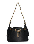 Washed Denim Quilted Mini CHNL 25 Handbag Black