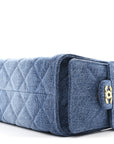 Washed Denim Quilted Mini CHNL 25 Handbag Blue