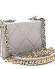 Lambskin Quilted CHNL 19 Wallet On Chain WOC Grey