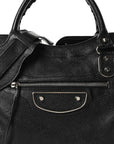 Chevre Silver Metallic Edge Hardware City Black