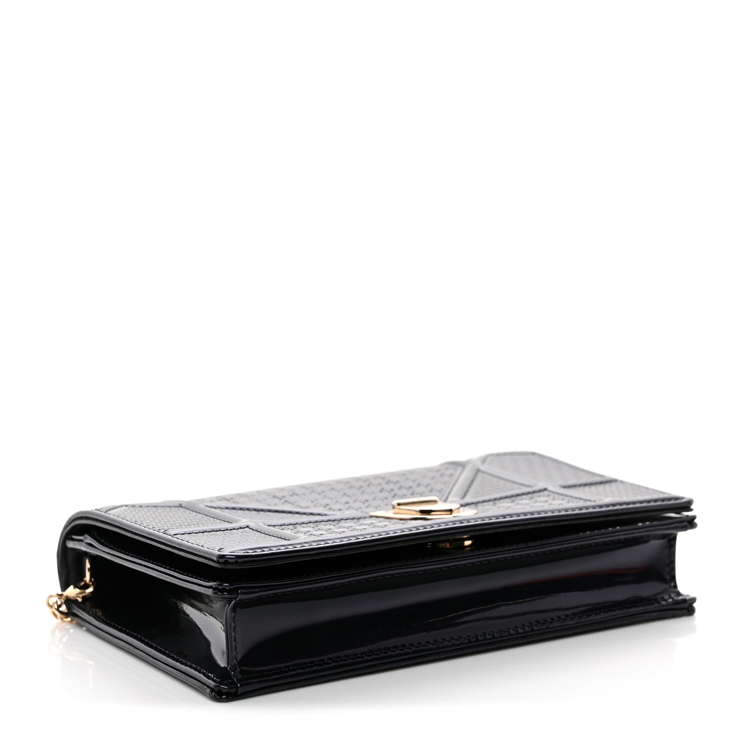 Metallic Patent Micro-Cannage Baby D1ORama Flap Bag Navy Blue