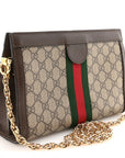 GG Supreme Monogram Web Small Ophidia Chain Shoulder Bag Brown