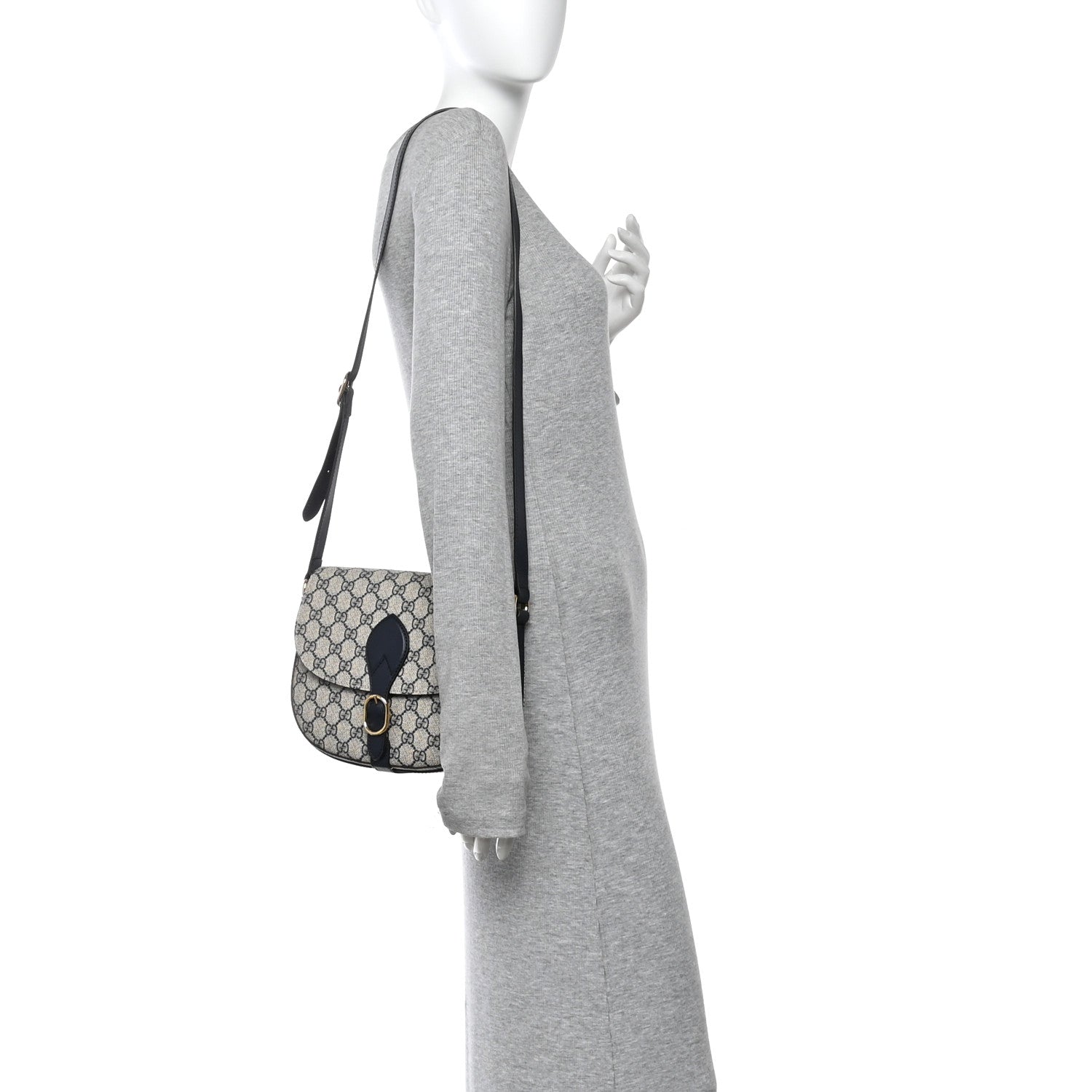 GG Supreme Monogram Small Messenger Shoulder Bag Beige Blue Navy