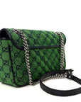 Monogram Multicolor Matelasse Diagonal Small GG Marmont Shoulder Bag Green Blue