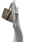 GG Supreme Monogram Medium Ophidia Shopping Tote Brown