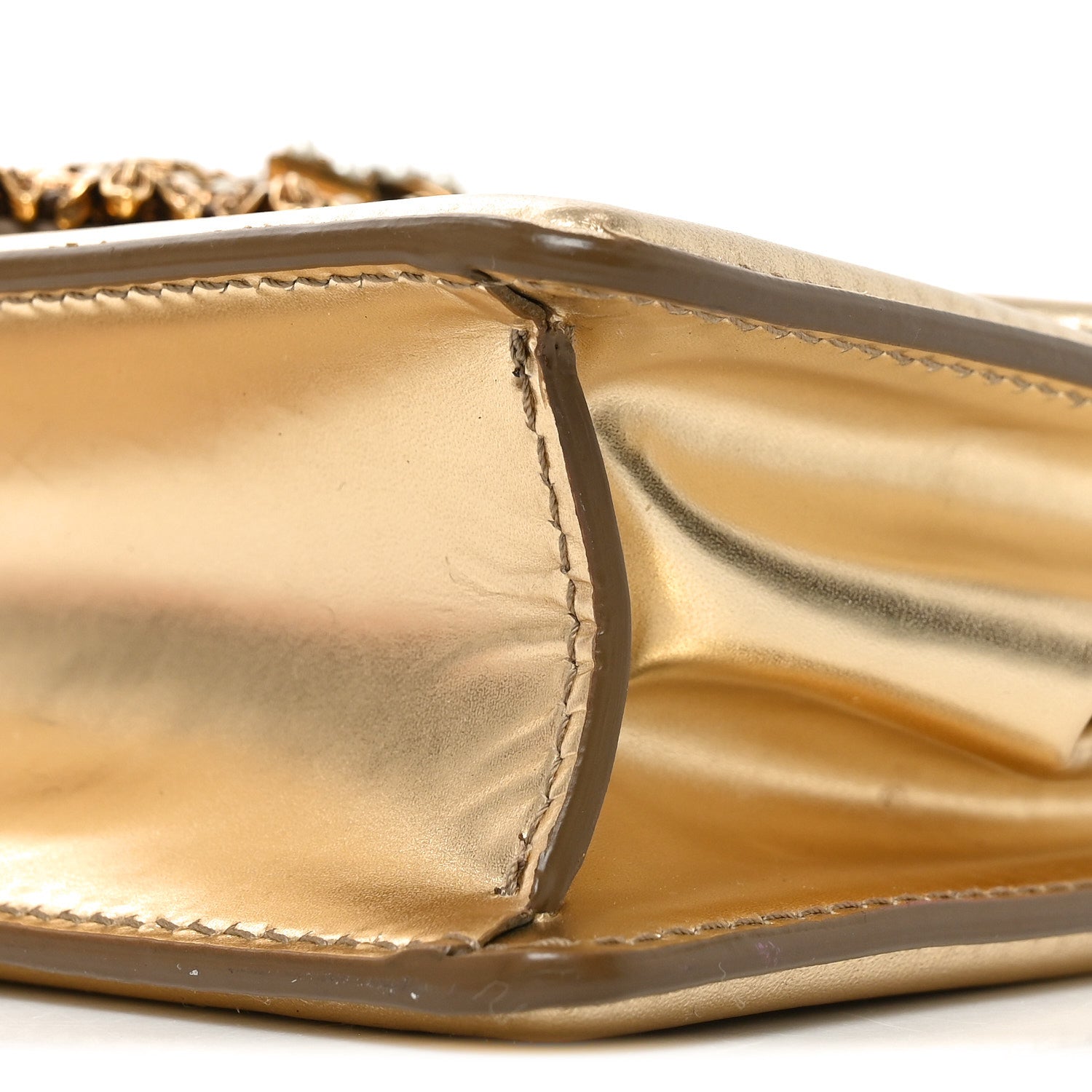 Metallic Nappa Small Devotion Envelope Top Handle Bag Gold