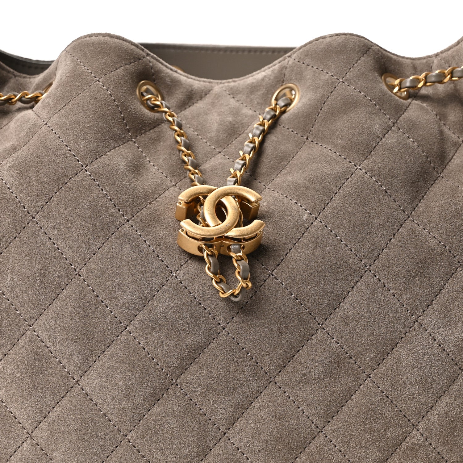 Suede Quilted Medium CHNL 25 Handbag Dark Grey