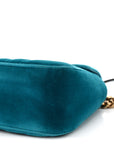 Velvet Matelasse Small GG Marmont Shoulder Bag Pavone Cyan