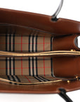 Calfskin Vintage Check Medium Two Handle Title Bag Black