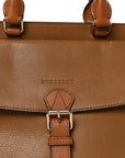 Mega Check Grained Calfskin Medium Harcourt Satchel Saddle Brown