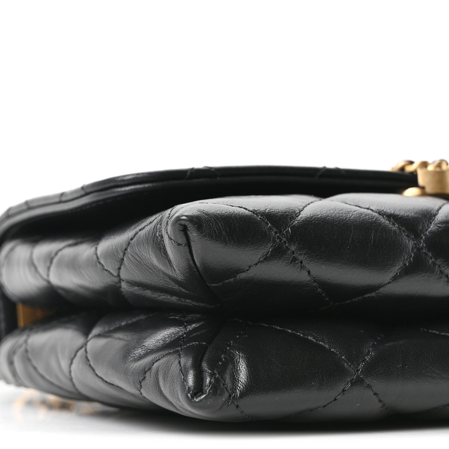 Lambskin Quilted CHNL 19 Chain Flap Wallet Black