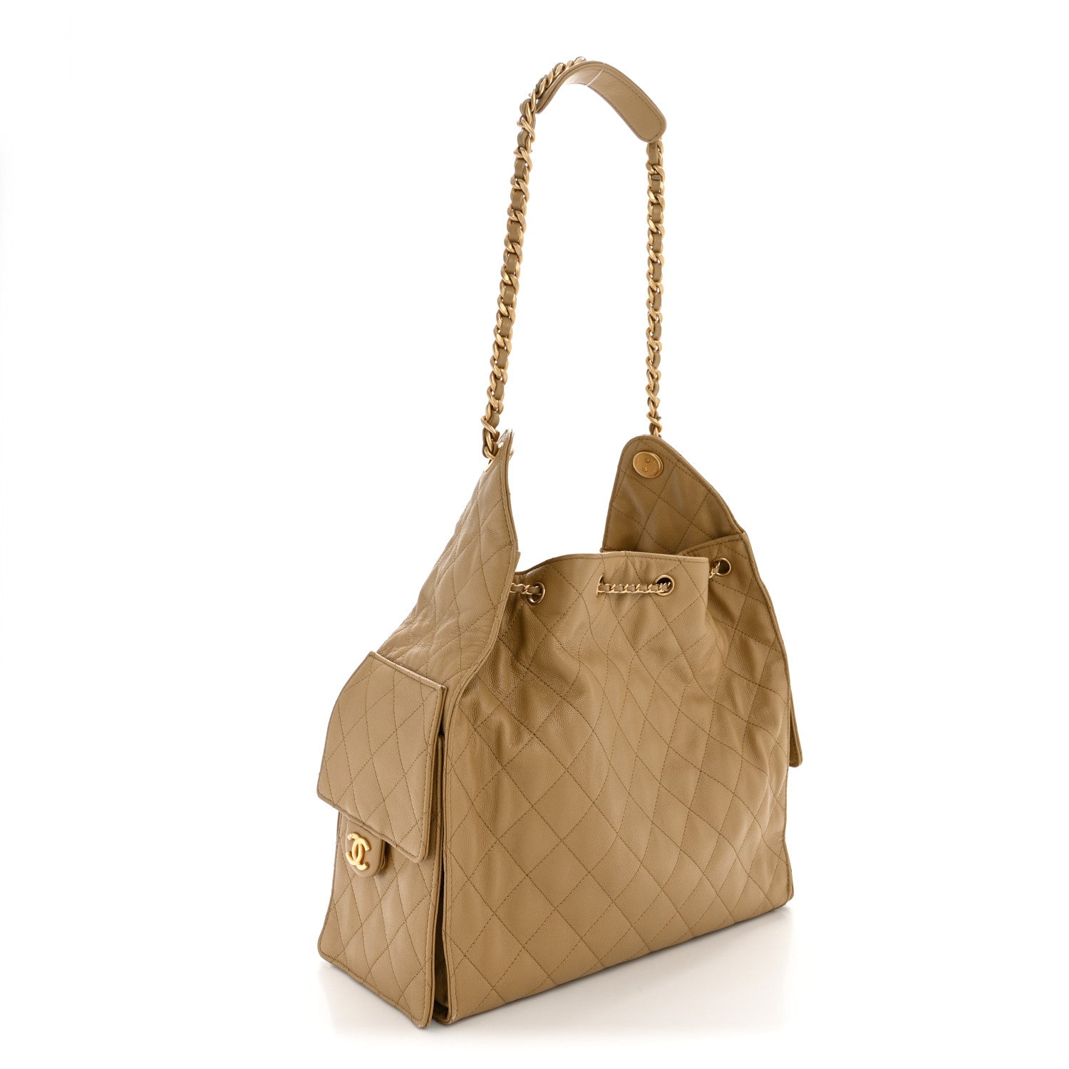 Caviar Quilted Medium CHNL 25 Handbag Dark Beige