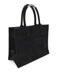 Canvas Embroidered Mesh Macrame Medium Toile de Jouy Soleil Book Tote Black