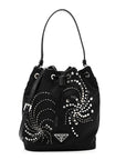 Tessuto Saffiano Ricamo Sequin Crystal Embellished Mini Re-Edition 1978 Bucket Bag Black