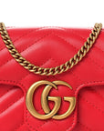 Calfskin Matelasse Super Mini GG Marmont Shoulder Bag Hibiscus Red
