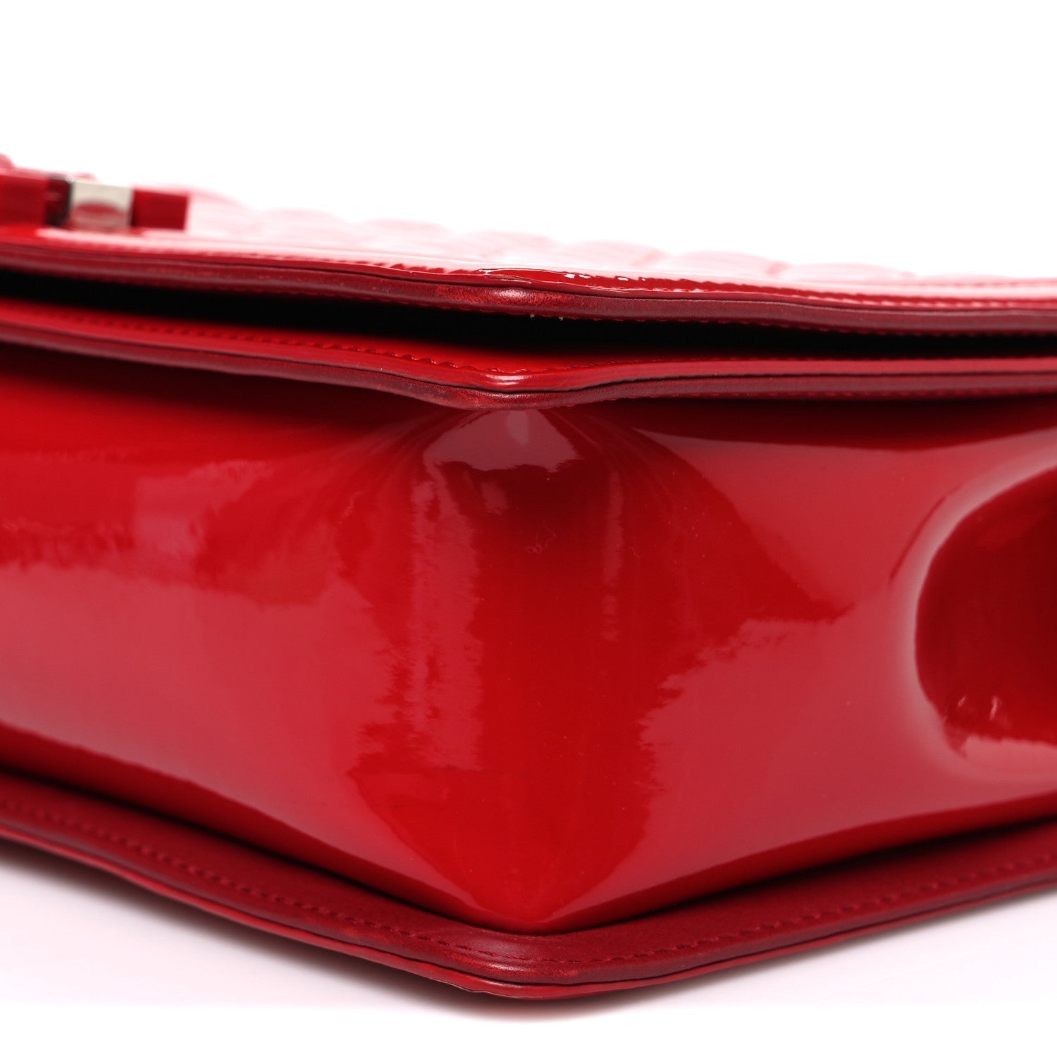 Patent Calfskin New Medium Plexiglass Boy Flap Red