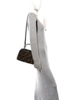 Shearling Nappa Macro FF 1974 Mini Peekaboo Iconic Satchel Tobacco Black
