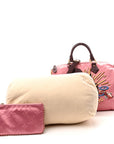 Satin Monogram Paris Tokyo Embroidered Speedy P9 Bandouliere 40 Dark Pink