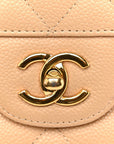 Caviar Quilted Jumbo Double Flap Beige