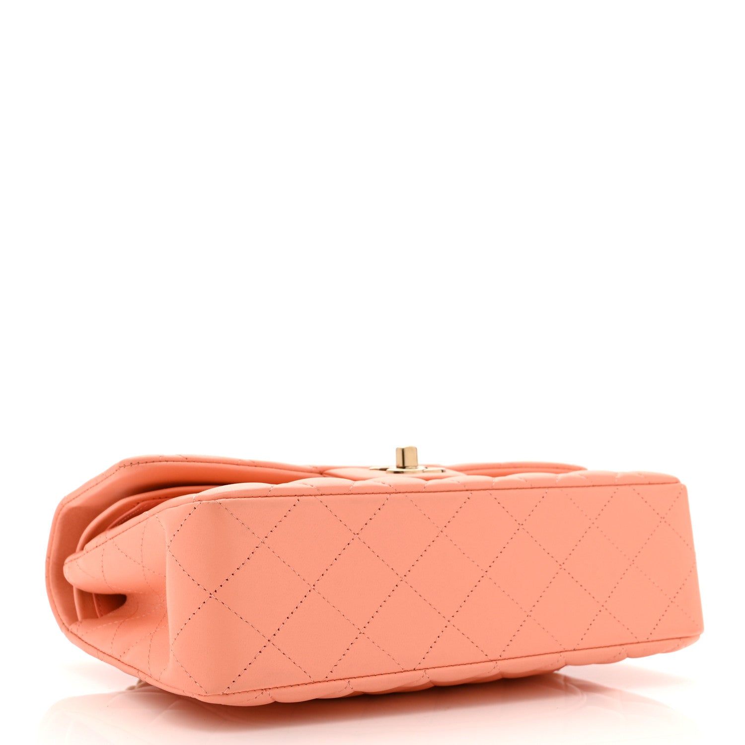 Lambskin Quilted Small Double Flap Light Orange