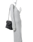 Calfskin Y Quilted Monogram Monochrome Medium Loulou Chain Satchel Black