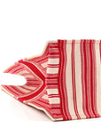Canvas Embroidered Mykonos Large Striped Book Tote Red