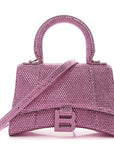Strass Suede Hourglass Top Handle Bag XS Pink
