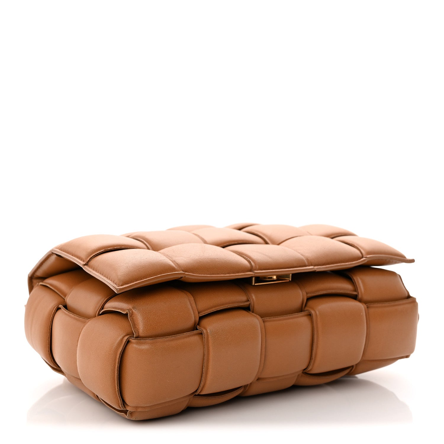 Nappa Maxi Intreccio Padded Cassette Crossbody Bag Caramel