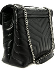 Calfskin Y Quilted Monogram Medium Loulou Chain Satchel Black