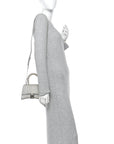Glitter Fabric Hourglass Top Handle Bag XS Grey