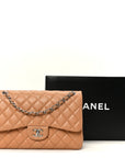 Caviar Quilted Jumbo Double Flap Dark Beige
