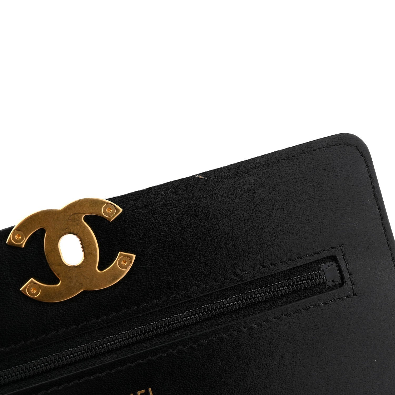 Lambskin Quilted CHNL 19 Wallet On Chain WOC Black