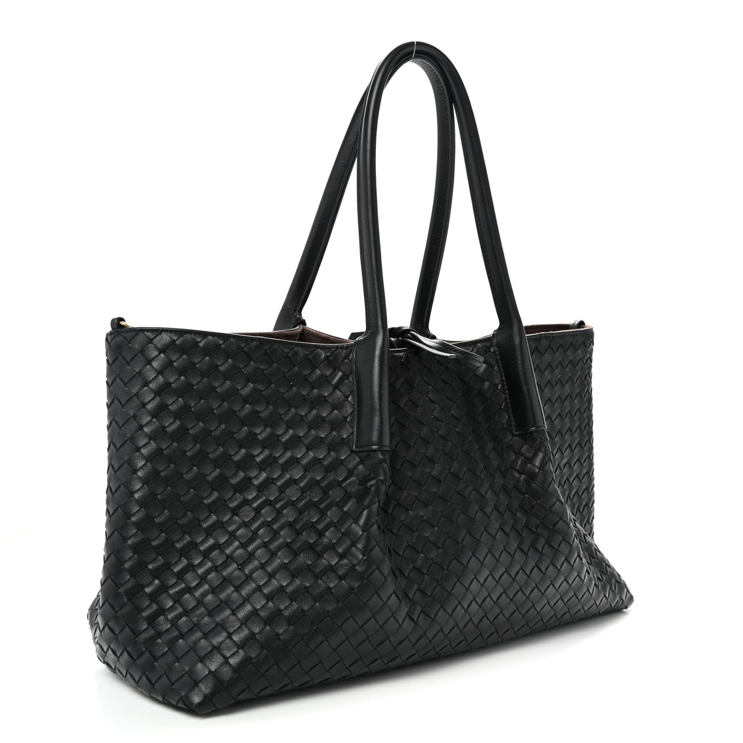 Calfskin Intrecciato Pinacoteca Reversible Tote Black Fondant