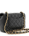 Metallic Caviar Quilted Mini Rectangular Flap Black