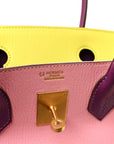 Chevre Mysore Horseshoe Birkin 30 Rose Confetti Anemone Lime