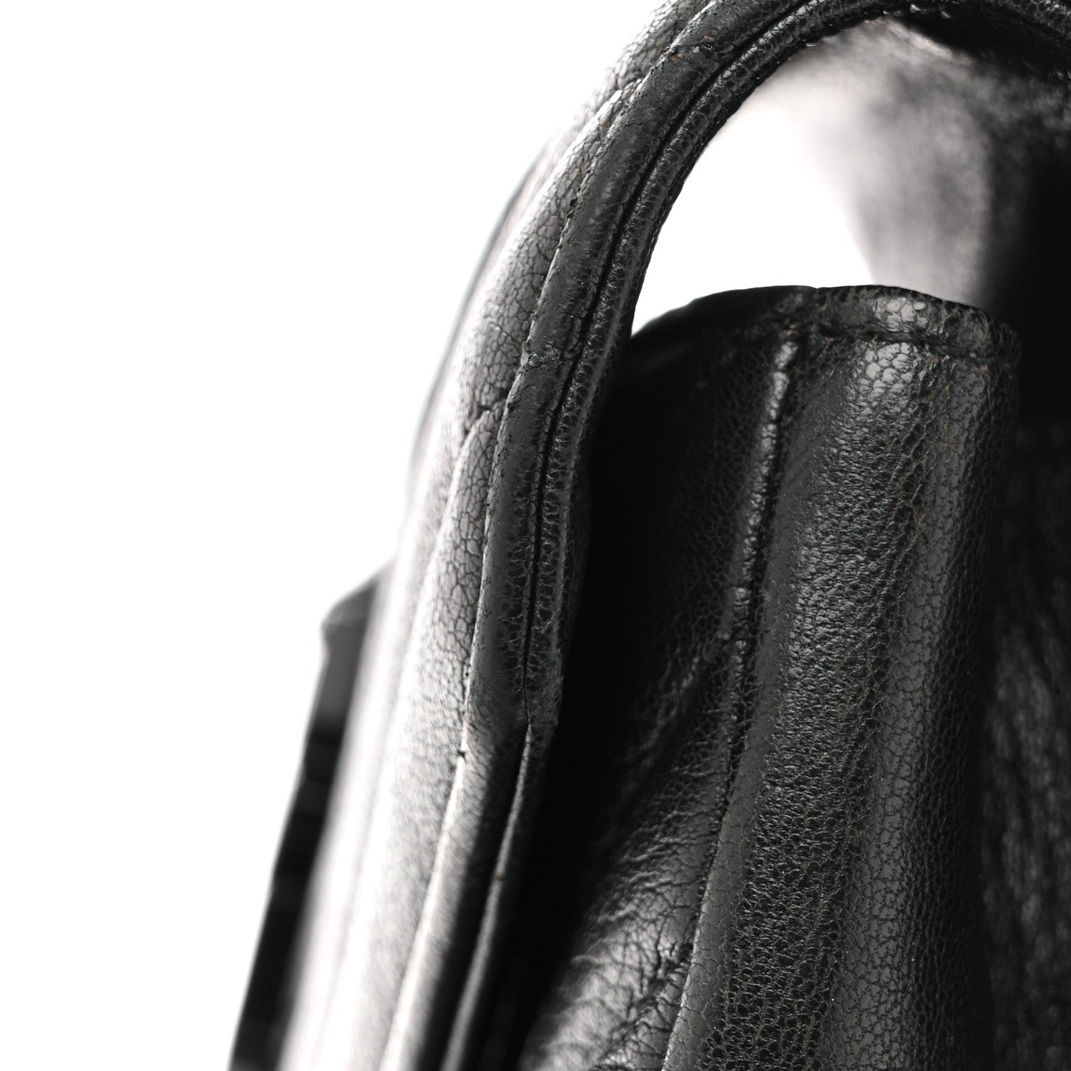 Sheepskin Matelasse Chevron Monogram Monochrome Medium College Bag Black