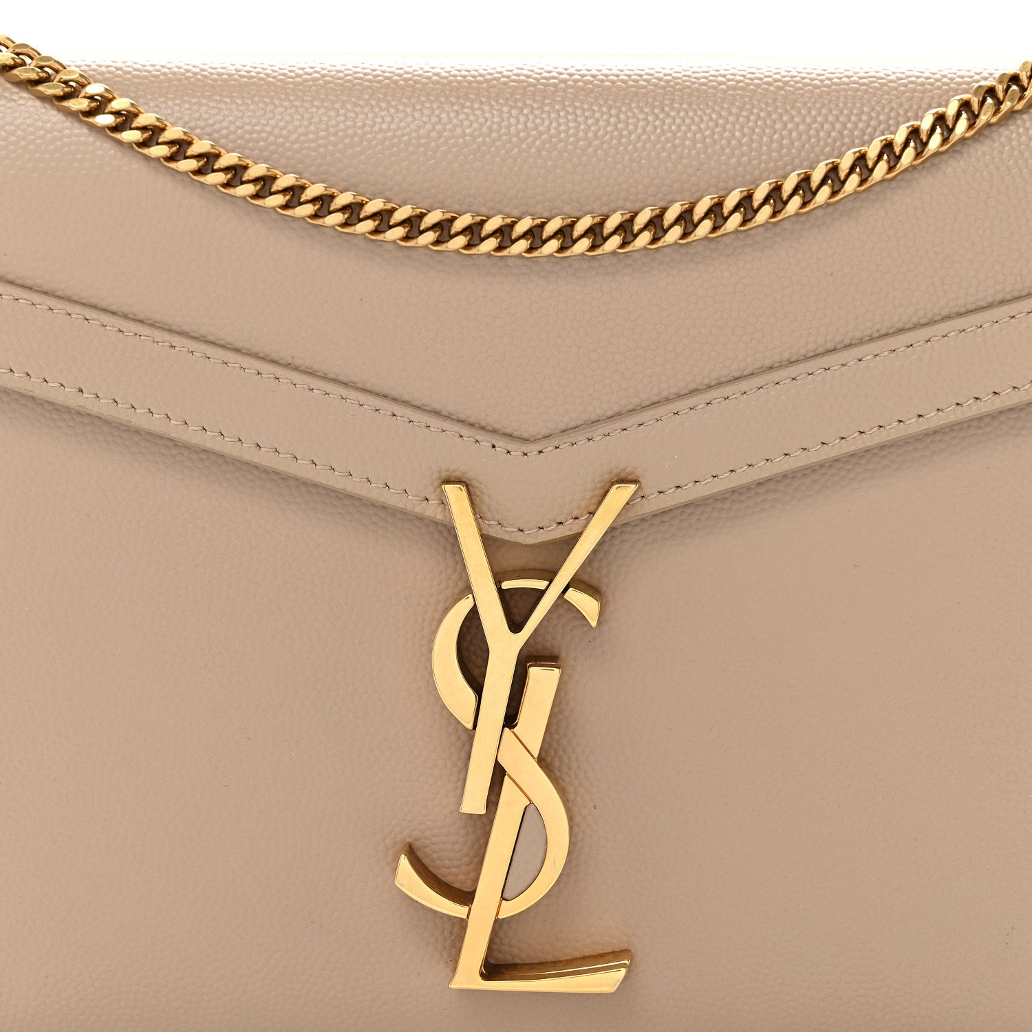 Grain De Poudre Monogram Cassandra Chain Wallet Dark Beige