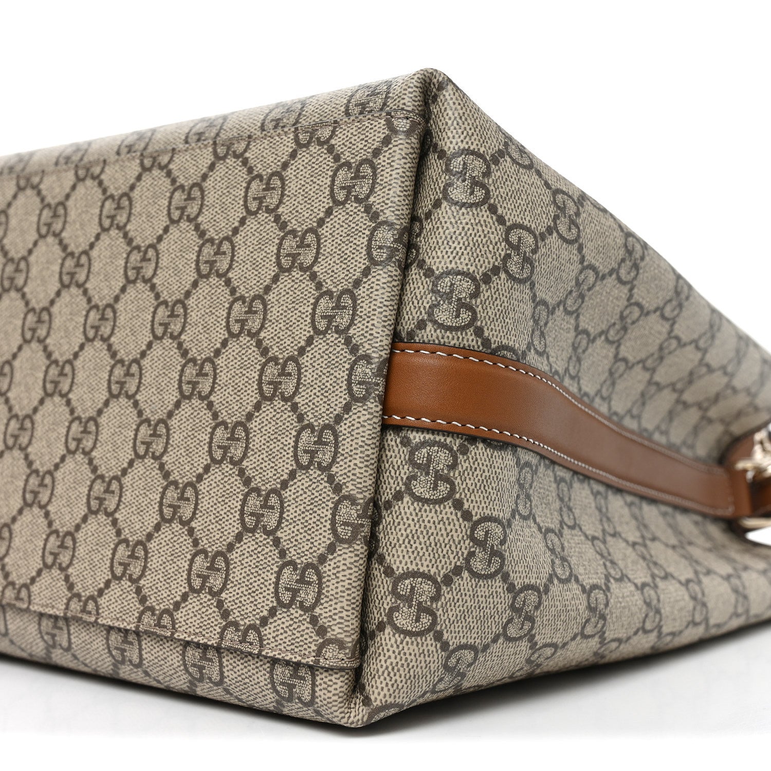 GG Supreme Monogram Medium Emblem Bucket Bag Beige Brown