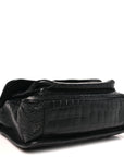 Crocodile Embossed Lambskin Monogram Medium Niki Chain Satchel Black