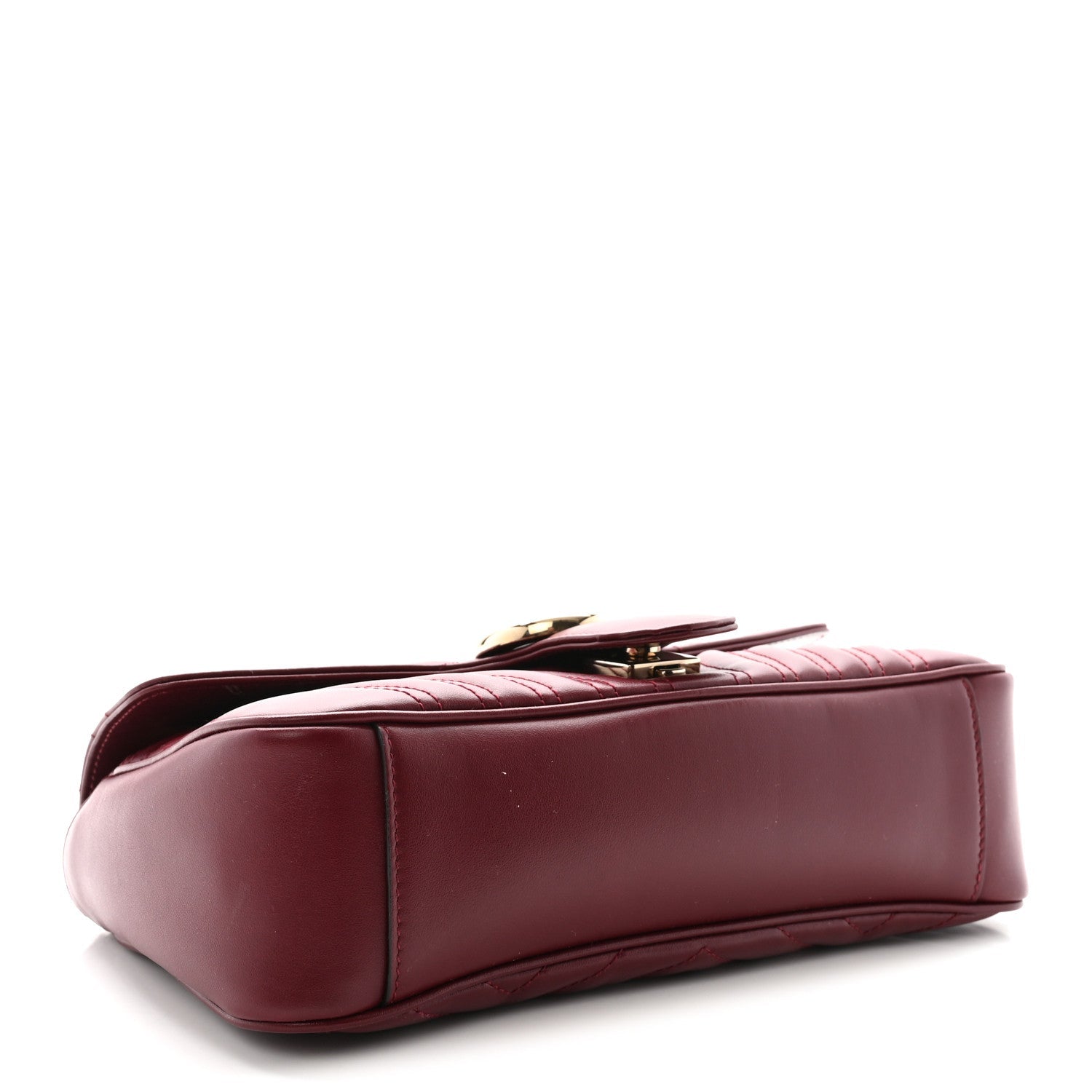 Calfskin Matelasse Small GG Marmont Shoulder Bag Rosso Ancora Red