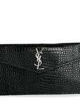 Calfskin Crocodile Embossed Uptown Monogram Pouch Black