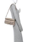Nylon Fabric Jacquard FF Fringed Baguette Cuoio Pietra