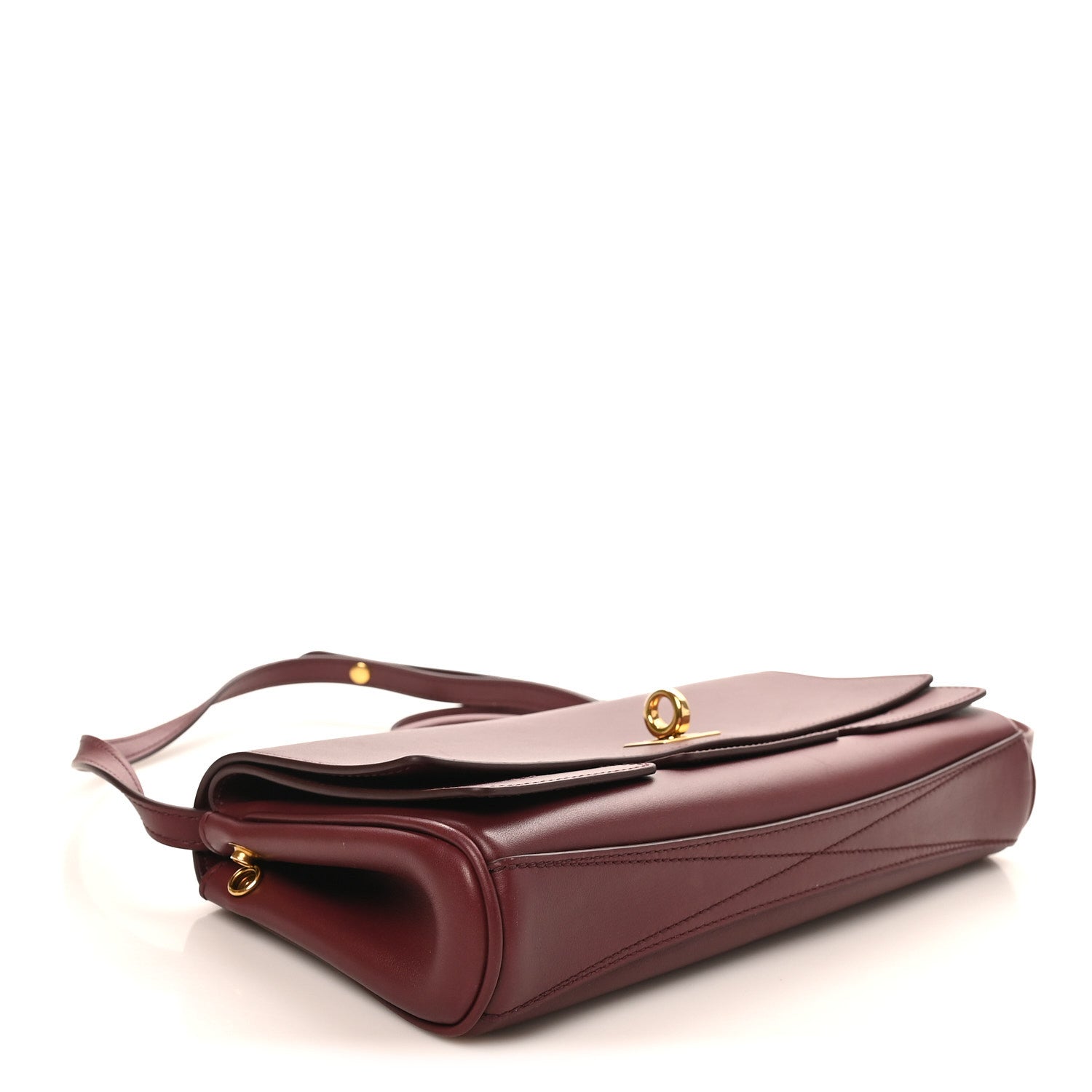 Smooth Calfskin Small Bel Air Clutch On Strap Dark Burgundy