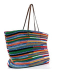 Cotton Crochet Stripe Tote Bag Multicolor