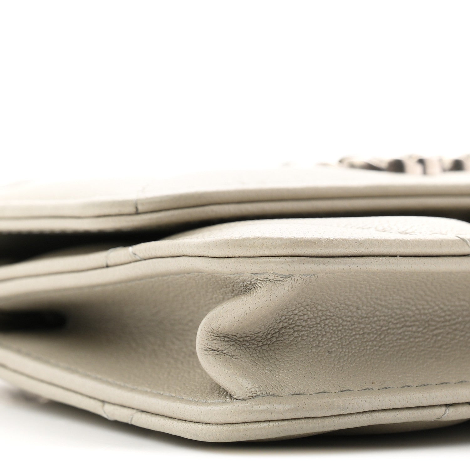 Lambskin Quilted CHNL 19 Flap Coin Purse With Chain Grey