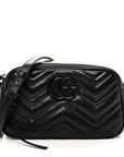 Calfskin Matelasse Monochrome Small GG Marmont Chain Shoulder Bag Black