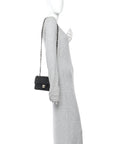 Lambskin Quilted Mini Rectangular Flap Black