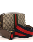 GG Supreme Monogram Textured Dollar Calfskin Web Ophidia Wristlet Shoulder Bag Beige Ebony New Acero