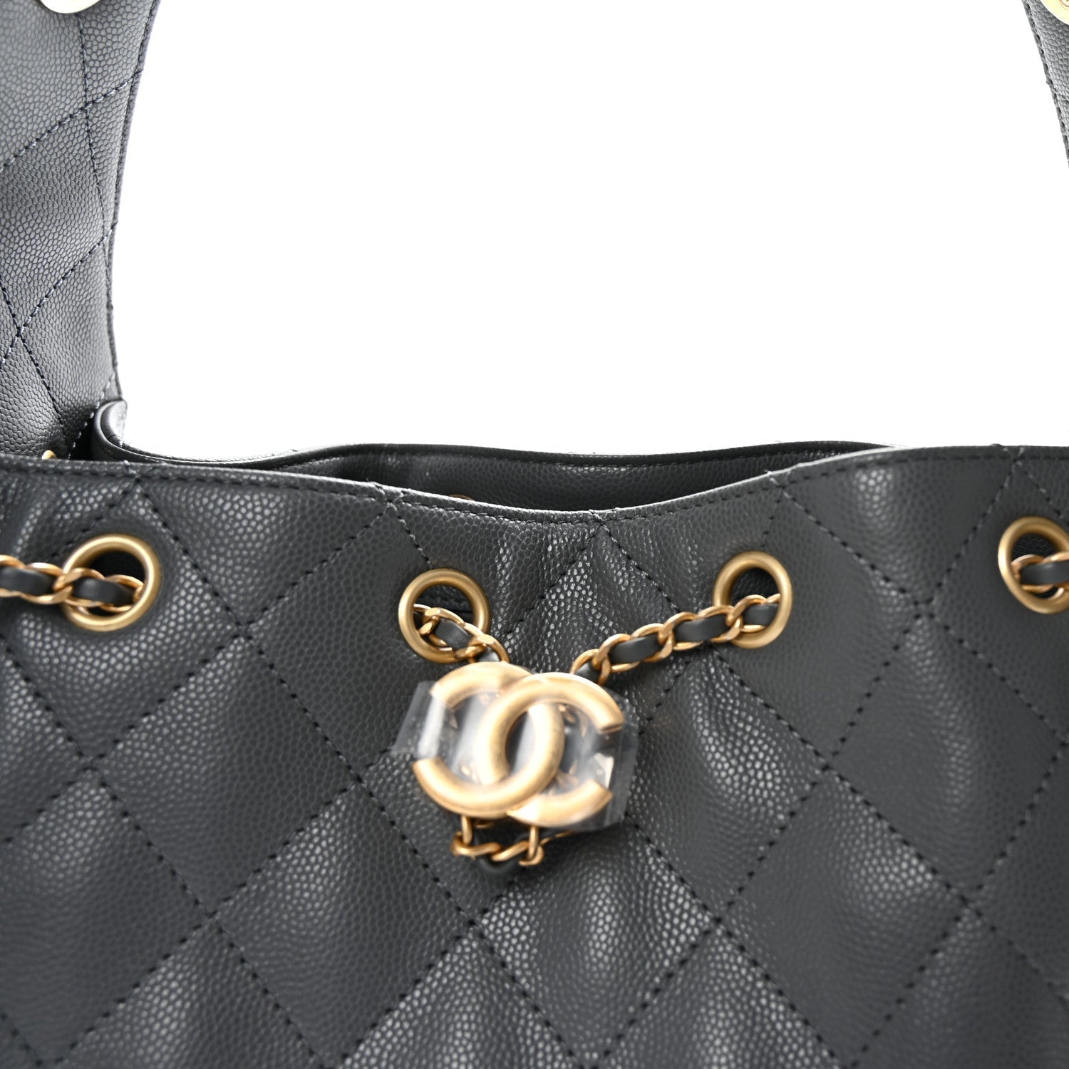 Caviar Quilted Small CHNL 25 Handbag Dark Grey